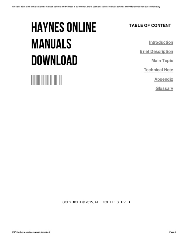 Haynes repair manual download free